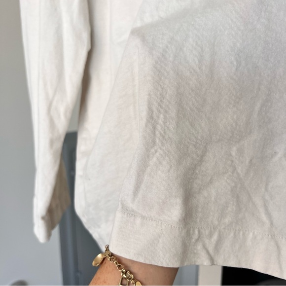 Joah Brown Vintage Oversized Long Sleeve Cotton T- Shirt In Fog (Beige) S/M - Picture 3 of 11